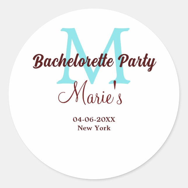 Sticker Rond enterrement de vie de jeune fille monogramme ajout (Devant)