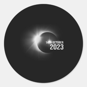 Sticker Rond Enthousiaste De L'Éclipse Solaire Annulaire 14 Oct