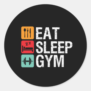 Sticker Rond Entraînement amusant Exercice Fitness Manger Sleep