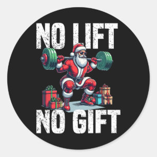 Sticker Rond Entraînement amusant Lifting Noël Père Noël Squat 