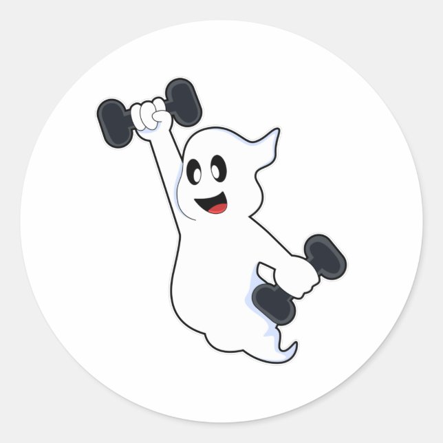 Sticker Rond Entraînement Ghost at Strength avec Dumbbells (Devant)