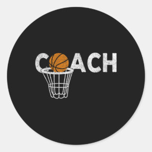 Sticker Rond Entraîneur de basket-ball vintage Retro