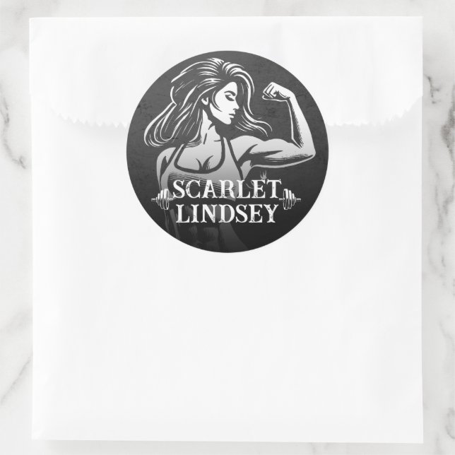 Sticker Rond Entraîneur de fitness moderne Bodybuilding Instruc (Sac)