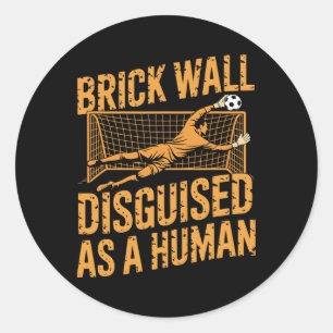 Sticker Rond Entraîneur de joueur de football, mur de briques d