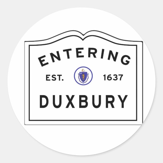 Sticker Rond Entrée de la ville de DUXBURY (Devant)