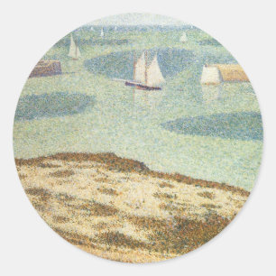 Sticker Rond Entrée du port par Georges Seurat, Art Vintage