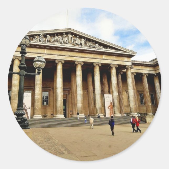 Sticker Rond Entrée En Avant Du British Museum À London Eng (Devant)