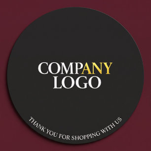Sticker Rond Entreprise commerciale noire Merci