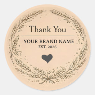 Sticker Rond Entreprise de boulangerie Kraft rustique Merci