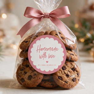 Sticker Rond Entreprise de boulangerie rose fait maison avec am