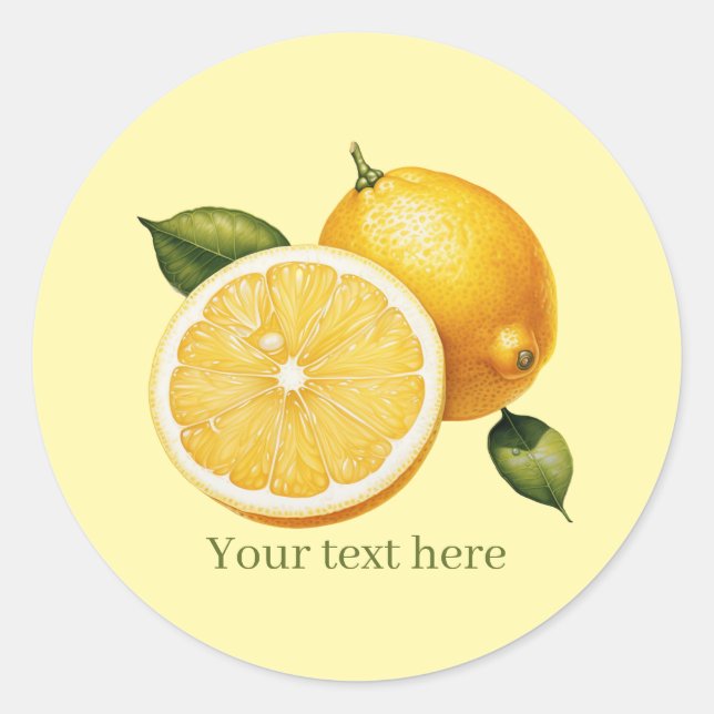 Sticker Rond Entreprise de citron mignonne personnalisable  (Devant)