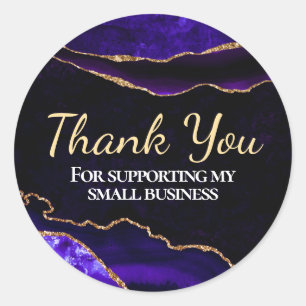 Sticker Rond Entreprise de luxe agate pailletée bleu violet et