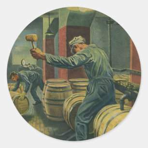 Sticker Rond Entreprise de Vintage, bouchage de barils de vinif