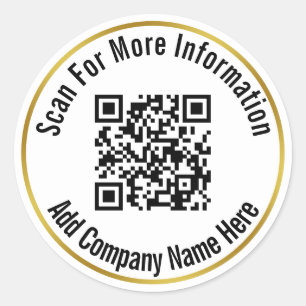 Sticker Rond Entreprise Noir Blanc Or QR Code Modèle texte