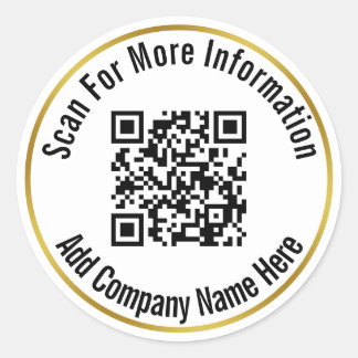 Sticker Rond Entreprise Noir Blanc Or QR Code Modèle texte