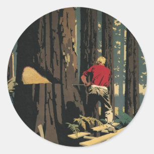 Sticker Rond Entreprise vintage, industrie du bois d'oeuvre For