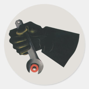 Sticker Rond Entreprise Vintage, Machiniste d'usine de fabricat