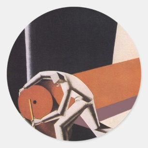 Sticker Rond Entreprise Vintage, tissus et textiles Art Déco