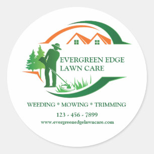Sticker Rond Entretien de pelouse vert