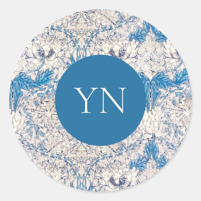 STICKER ROND ENVELOPE SEAL : WILLIAM MORRIS : HONEYSUCKLE (Devant)