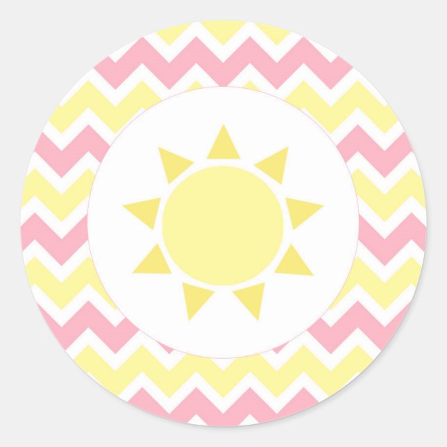 Sticker Rond Enveloppe baby shower rose jaune soleil (Devant)
