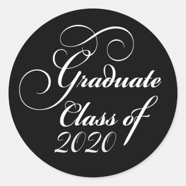 Sticker Rond Enveloppe blanche noire élégante 2020 (Devant)