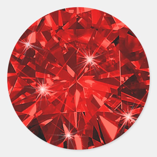 Sticker Rond Enveloppe cadeau Red Ruby Gemstone Invitation Enve (Devant)