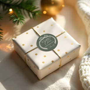 Sticker Rond Enveloppé Dans Le Cheer Élégant Polka Dot Christma