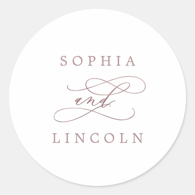 Sticker Rond Enveloppe de calligraphie or Rose romantique (Devant)