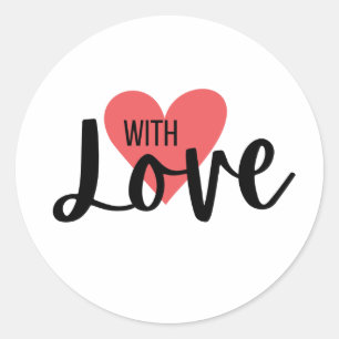 Sticker Rond Enveloppe de colis avec cœur d'amour pour la Saint