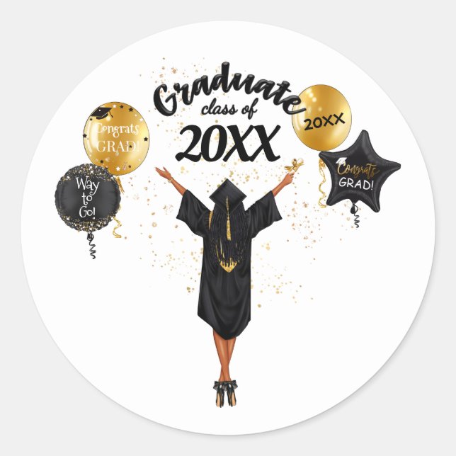 Sticker Rond Enveloppe de diplôme Sceau Africaine femme Hispani (Devant)