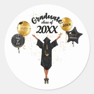 Sticker Rond Enveloppe de diplôme Sceau Africaine femme Hispani