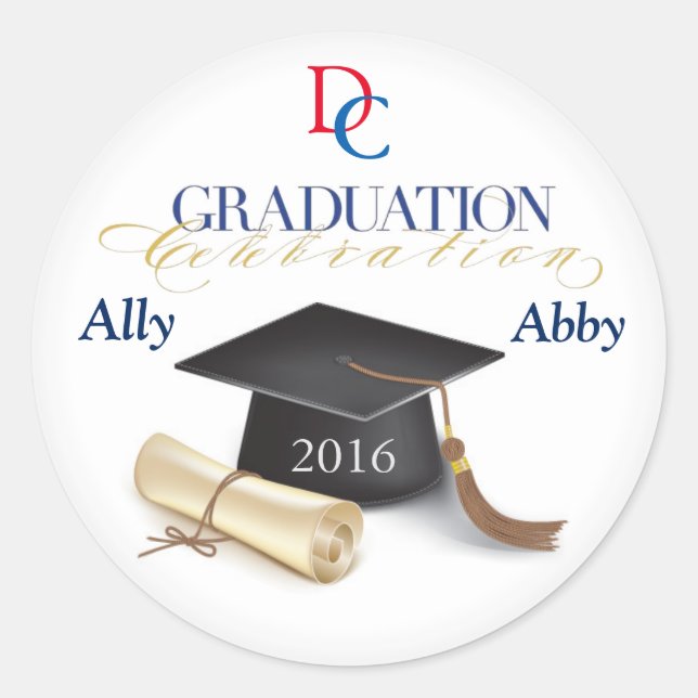 Sticker Rond Enveloppe de graduation personnalisée (Devant)