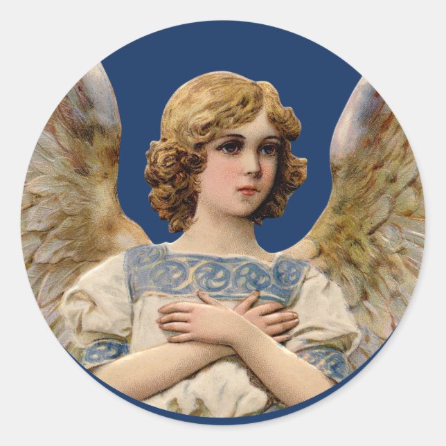 Sticker Rond Enveloppe de la carte de Noël Angel Vacances Sceau (Devant)