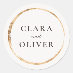 Sticker Rond Enveloppe de mariage champêtre oliveraie or brossé