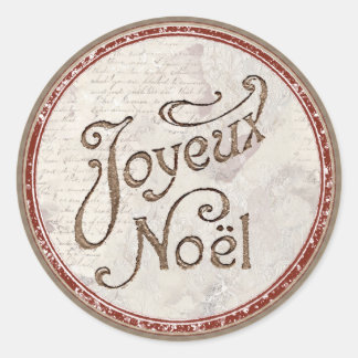 Sticker Rond Enveloppe de Noël Joyeux Noel