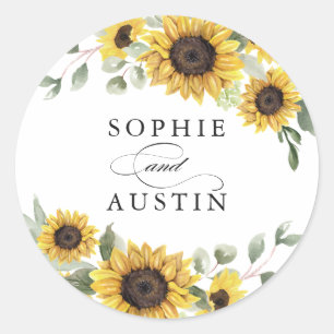 Sticker Rond Enveloppe de tournesol vert Olive Eucalyptus