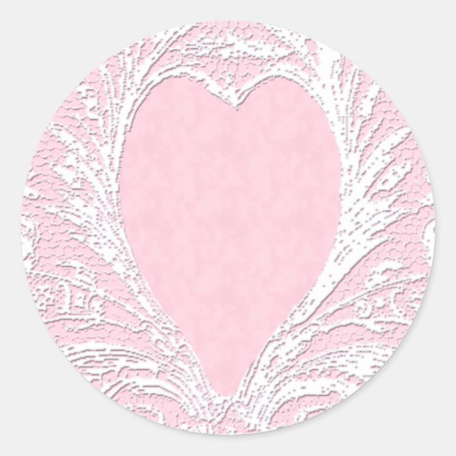 Sticker Rond enveloppe du coeur de dentelle rose (Devant)