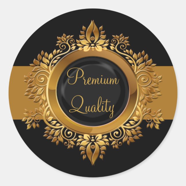 Sticker Rond enveloppe en or noir monogramme (Devant)