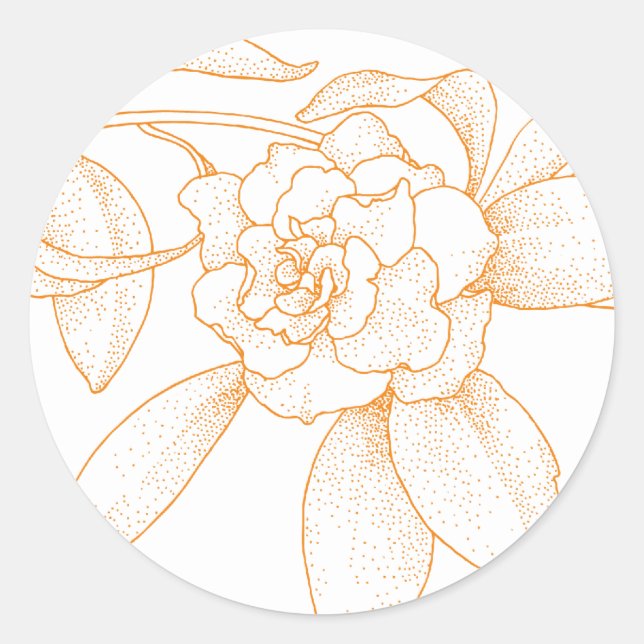 Sticker Rond Enveloppe Faire-part de mariage orange florale (Devant)