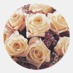 Sticker Rond Enveloppe florale blanche et violette