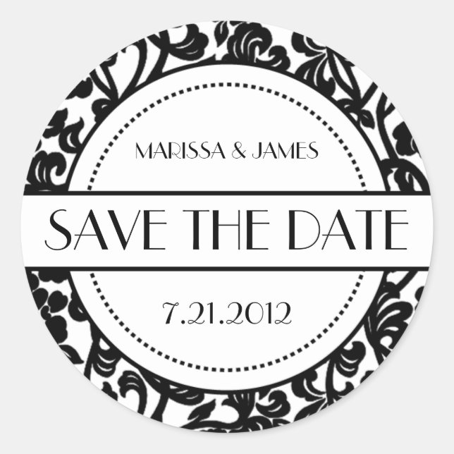 Sticker Rond Enveloppe gothique noir et blanc (Devant)