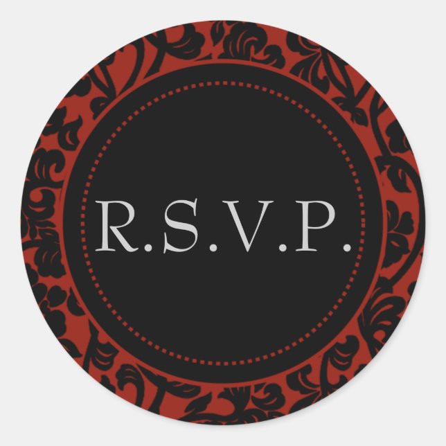 Sticker Rond Enveloppe gothique Noir et Rouge (Devant)