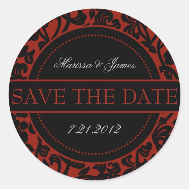 Sticker Rond Enveloppe gothique Noir et Rouge (Devant)