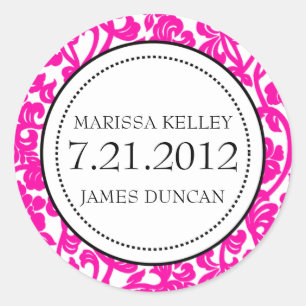 Sticker Rond Enveloppe gothique rose et blanc