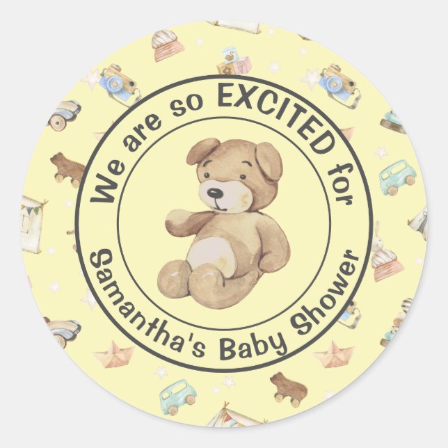 Sticker Rond Enveloppe Invitation Baby shower garçon ou fille ( (Devant)