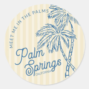 Sticker Rond Enveloppe Jaune Palm Springs Beach Party Favoriser