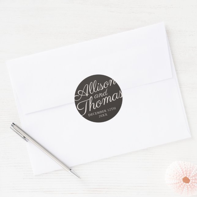 Sticker Rond Enveloppe Mariage de date de préférence de noms si (Enveloppe)