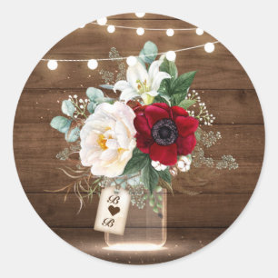Sticker Rond Enveloppe Mariage de mason mason de Bourgogne rust