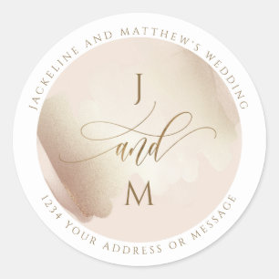 Sticker Rond Enveloppe Mariage de pêche et de terre cuite Sceau